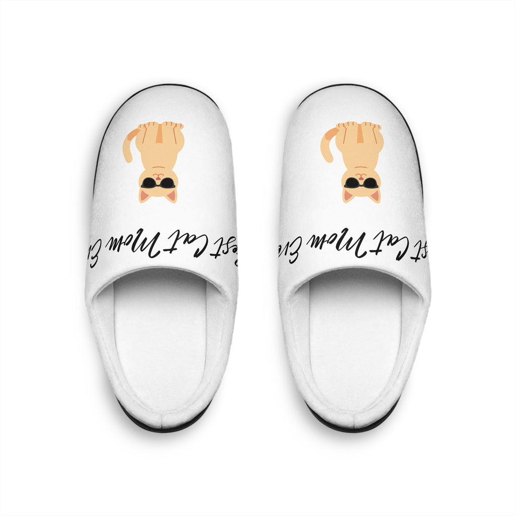 Women's 'Best Cat Mom Ever' Indoor Slippers — Cute Sunglasses Cat Cozy House Shoes