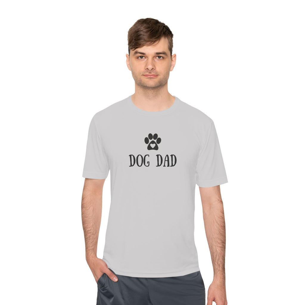 Dog Dad Moisture-Wicking Tee — Paw Print Graphic Shirt for Dog Lovers