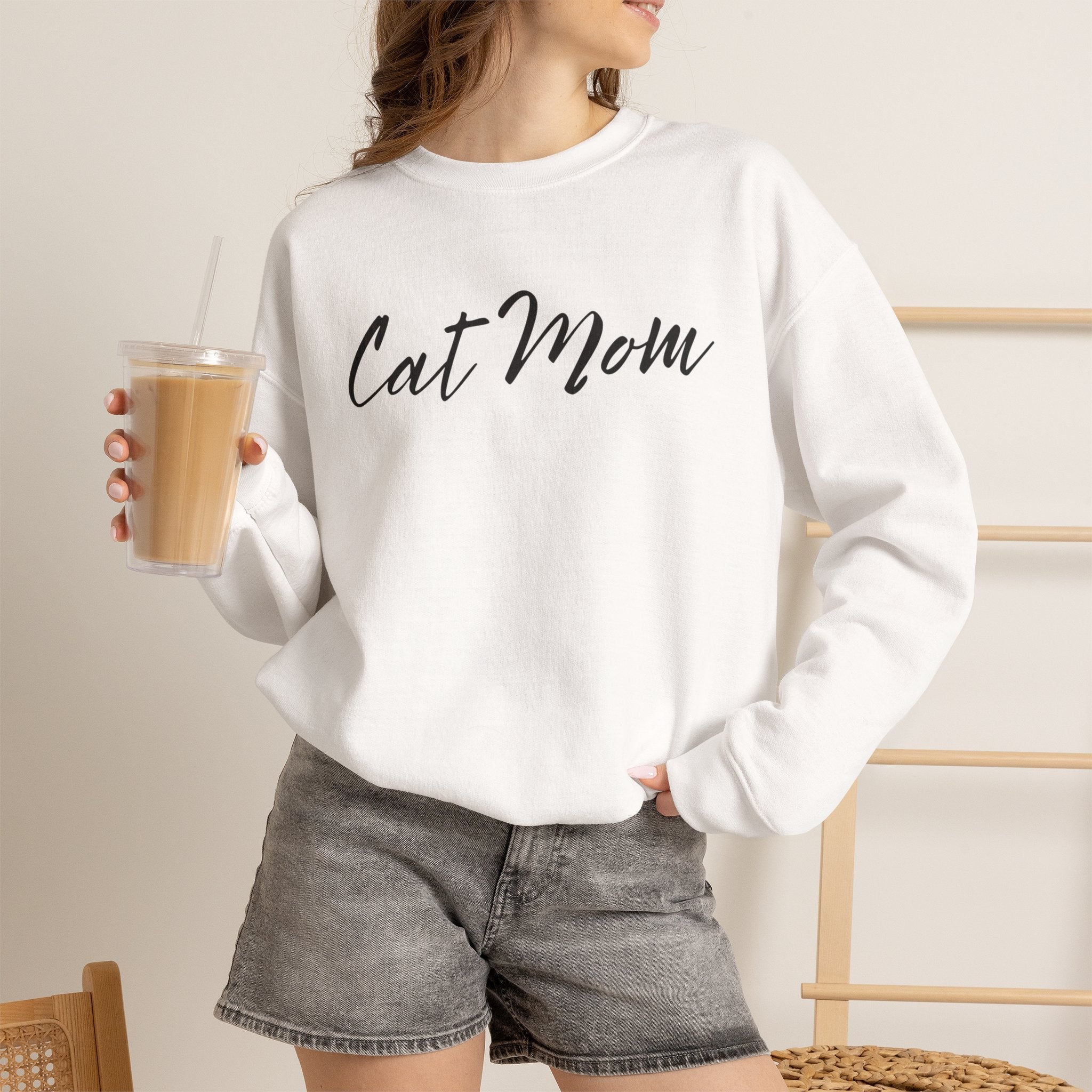 Cat Mom Crewneck Sweatshirt — Cozy Cat Lover Pullover