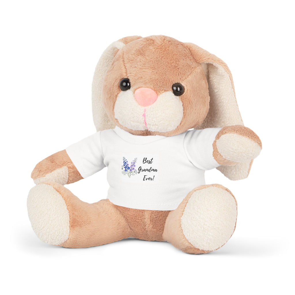 Teddy Bear Plush Toy — White T‑Shirt 'Best Grandma Ever' Floral Gift
