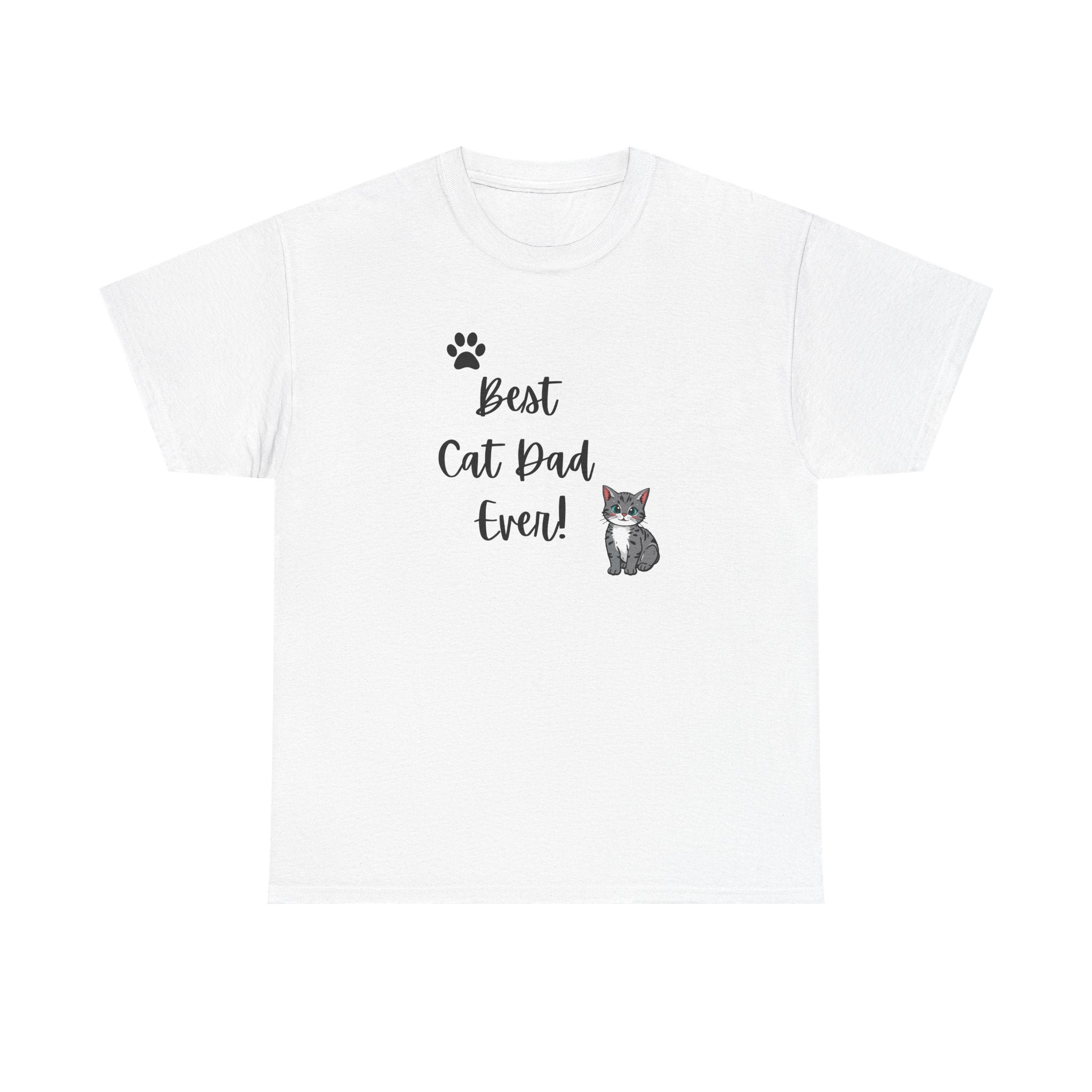Cat Dad T-Shirt — “Best Cat Dad Ever!” Tee with Paw & Cat Graphic