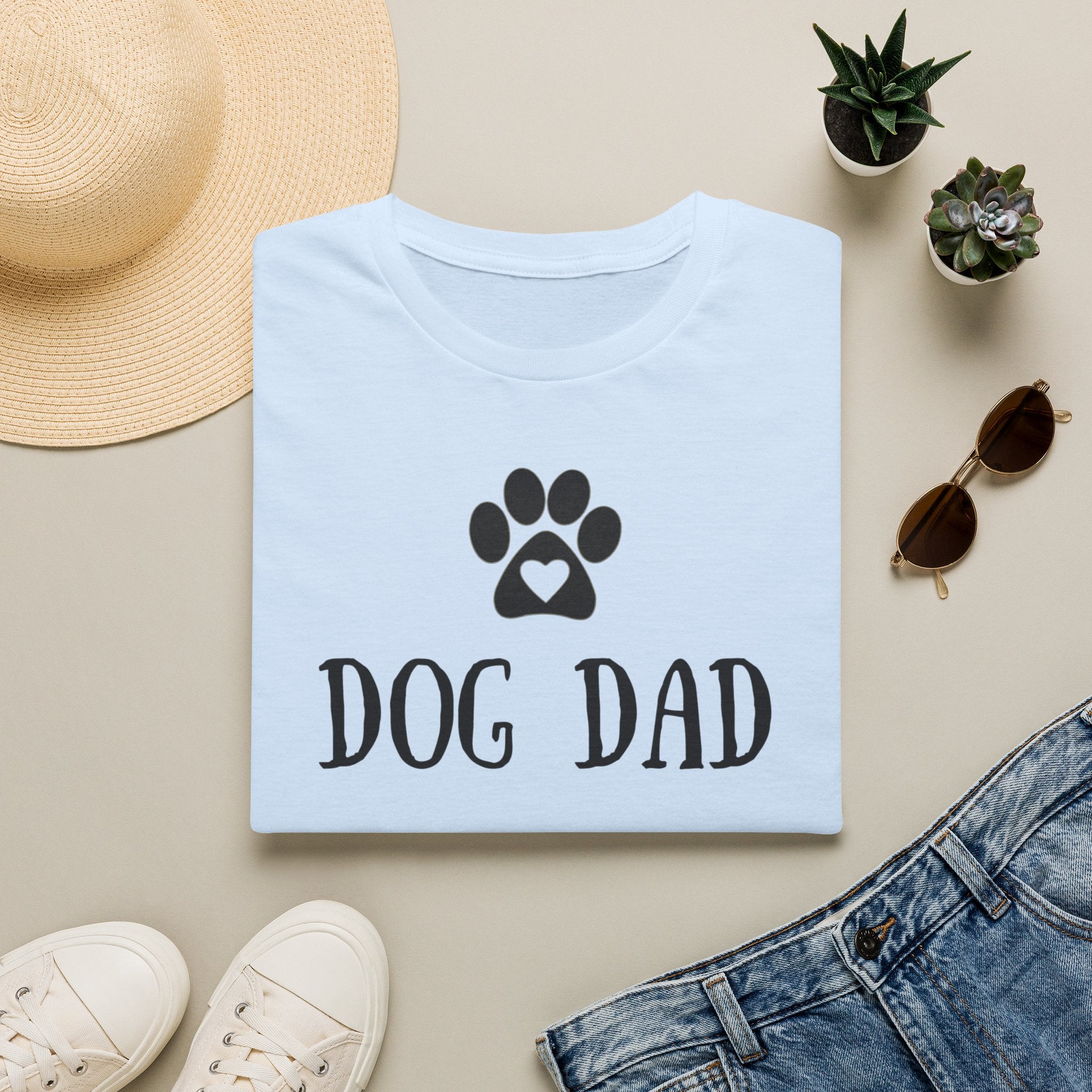 Dog Dad T-Shirt — Paw Print with Heart Graphic