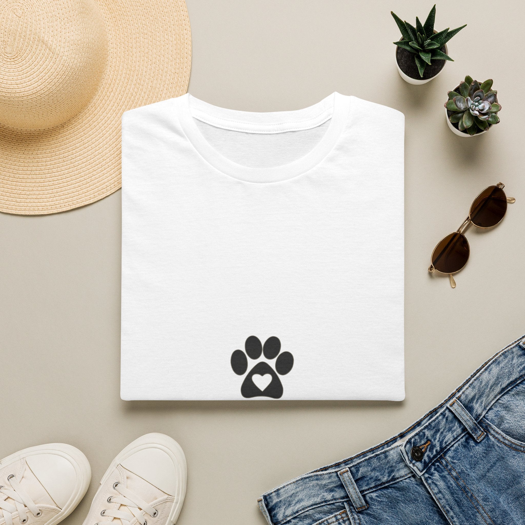 Dog Dad T-Shirt — Paw Print with Heart Graphic