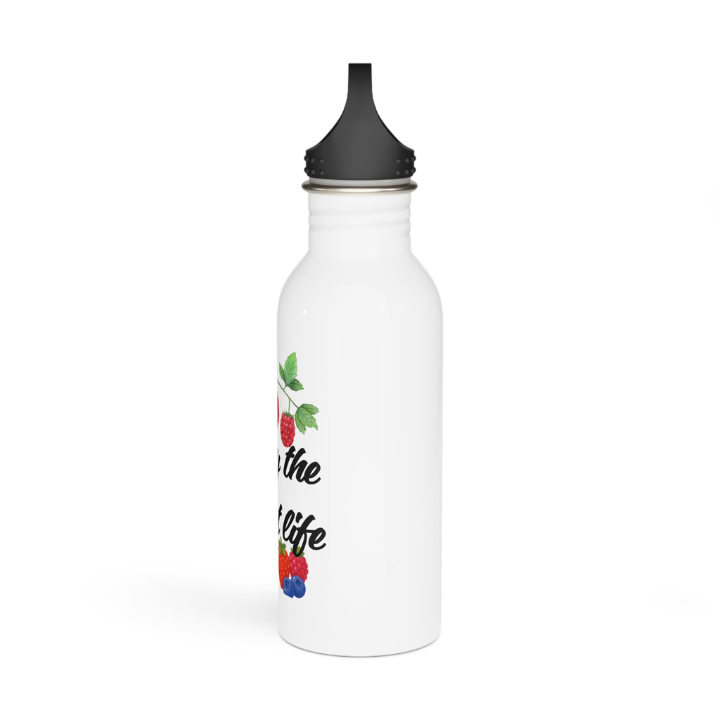 Water Bottle — "Enjoy the Sweet Life" Floral Berry Stainless Steel Bottle