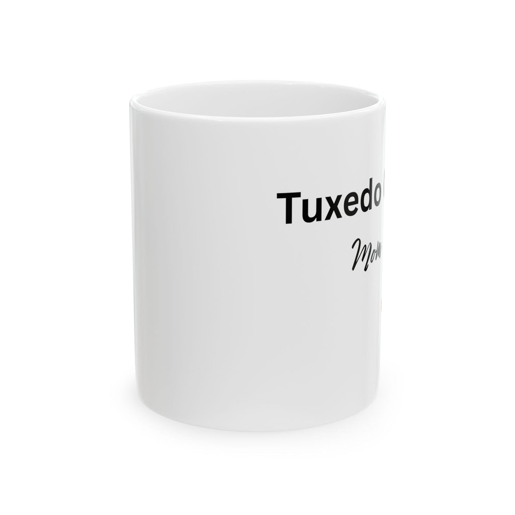 Ceramic Mug — "Tuxedo Mom" Floral Cat Coffee Cup (11oz, 15oz)