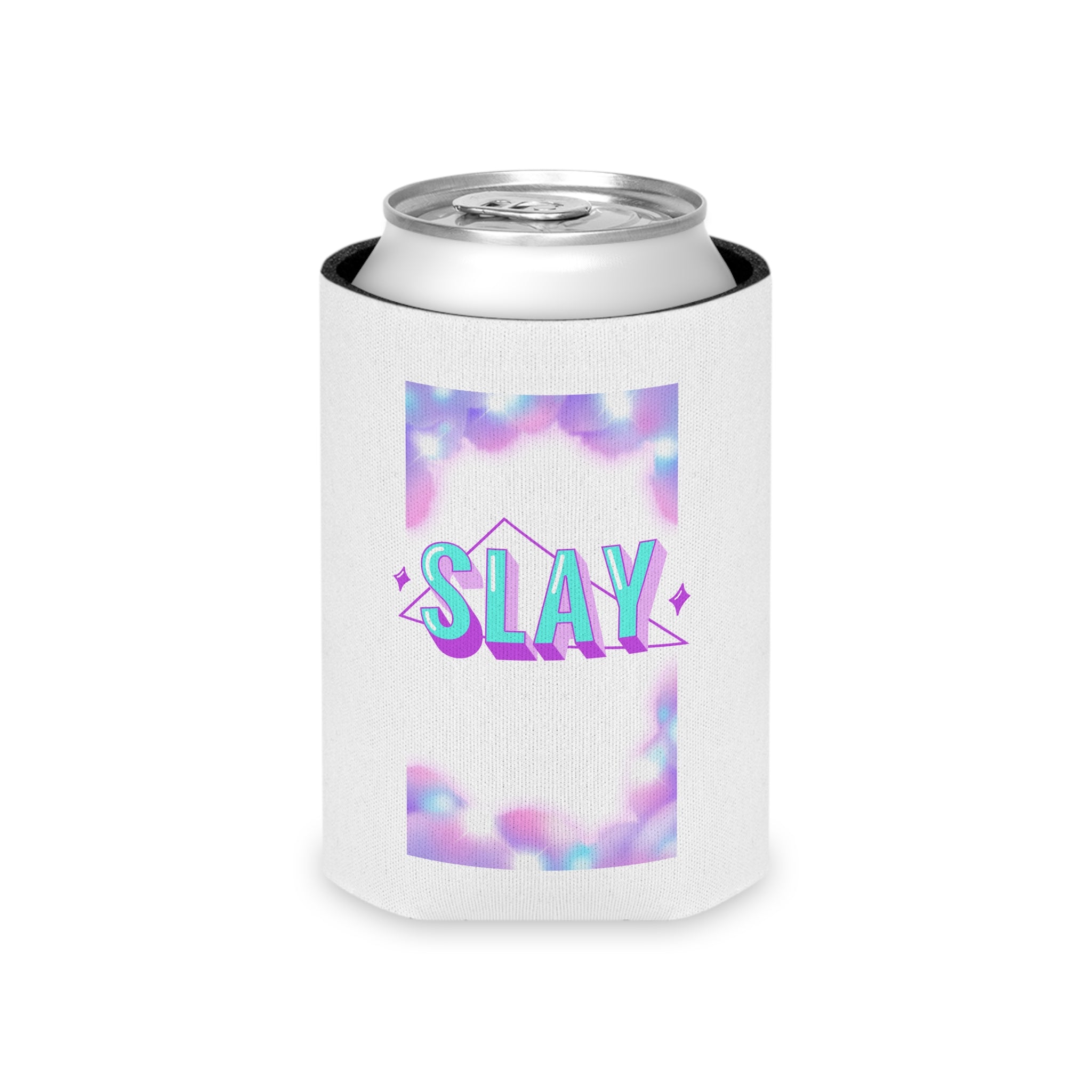 SLAY Can Cooler — Pastel Cloud Graphic Drink Koozie