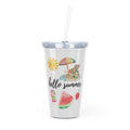 Summer Vibes Tumbler with Straw — "Hello Summer" Beach Watermelon Design