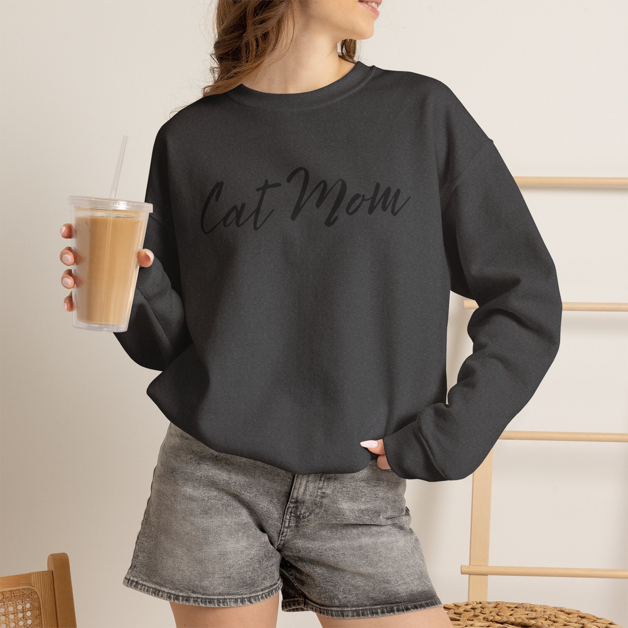 Cat Mom Crewneck Sweatshirt — Cozy Cat Lover Pullover
