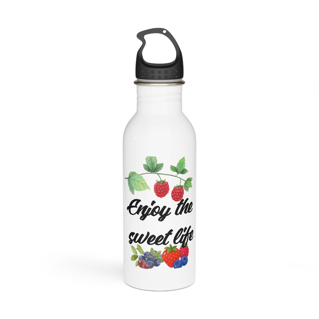 Water Bottle — "Enjoy the Sweet Life" Floral Berry Stainless Steel Bottle