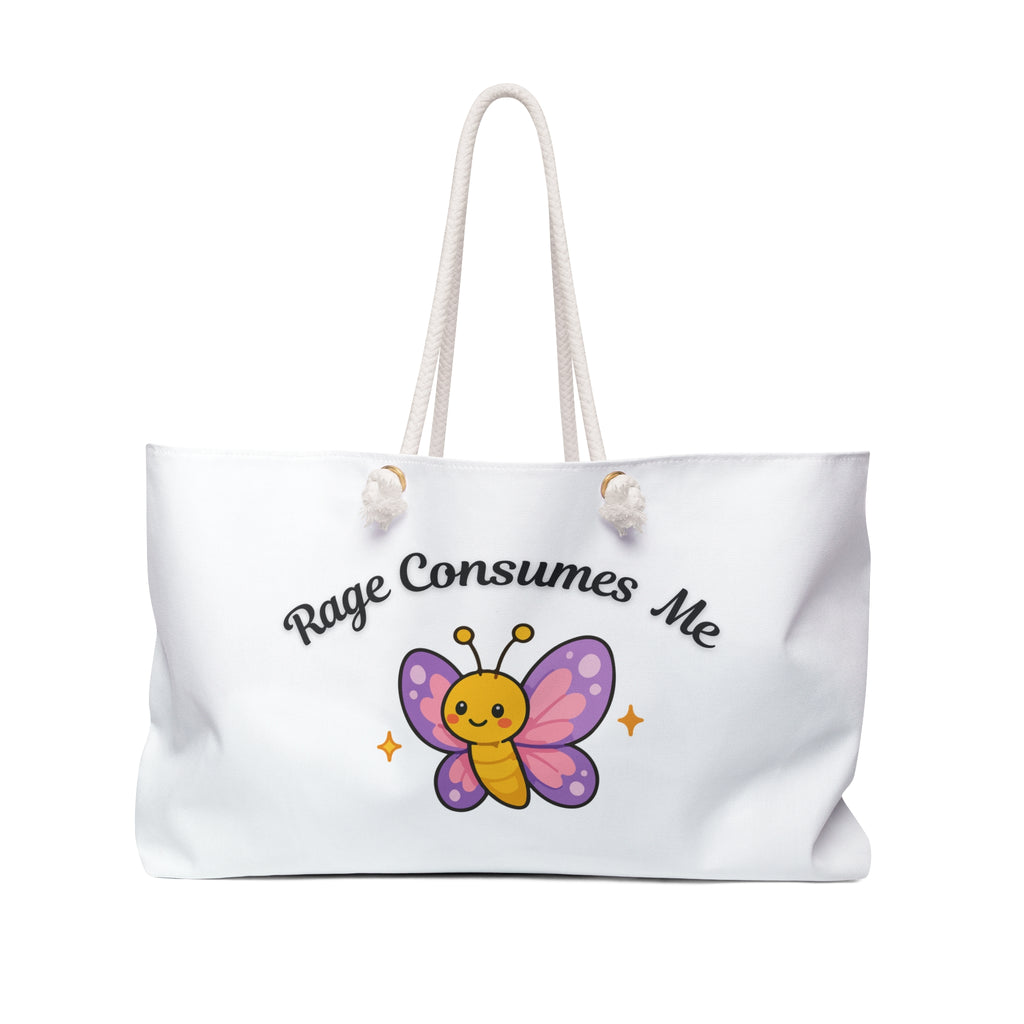 Weekender Bag — Cute Butterfly "Rage Consumes Me" Weekend Tote