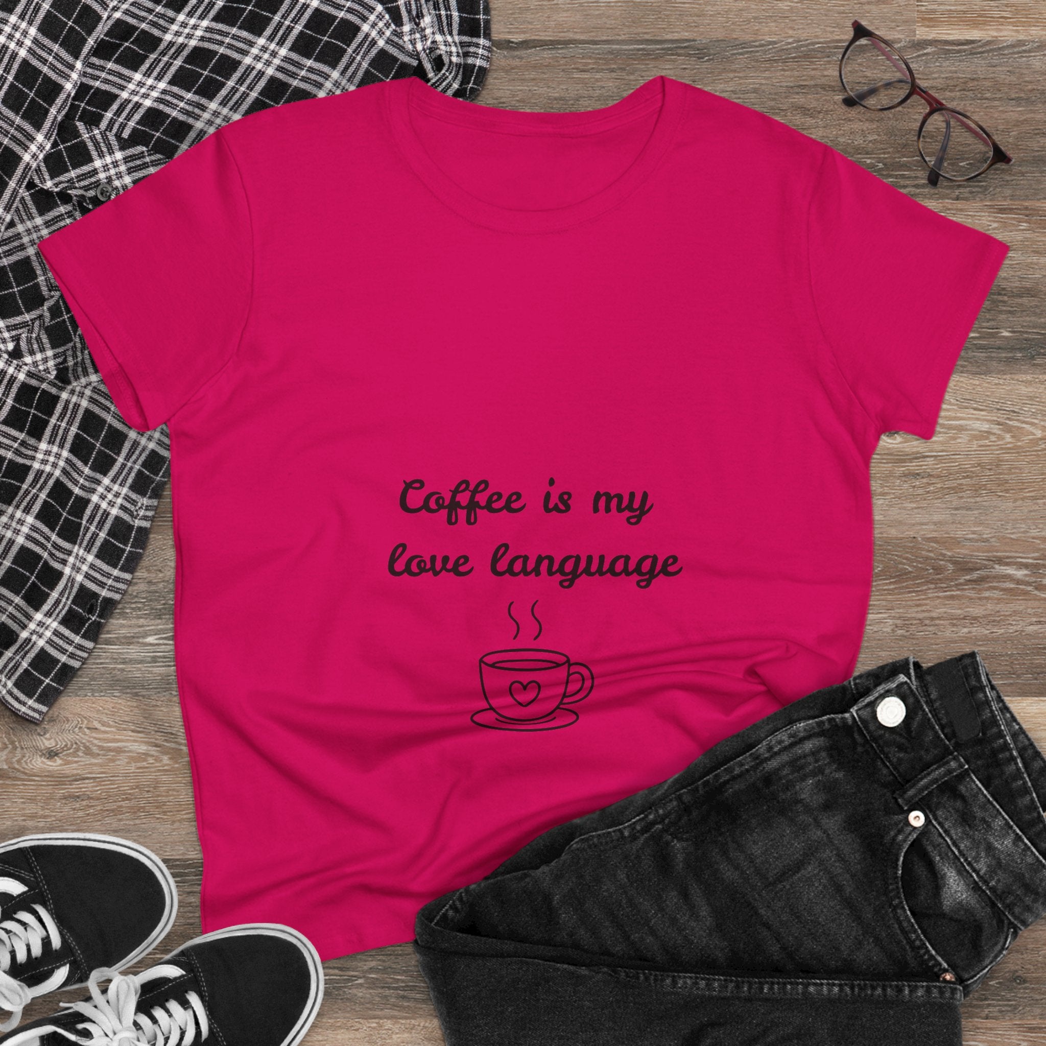 Coffee Is My Love Language Women's Tee — Cute Coffee Cup Graphic