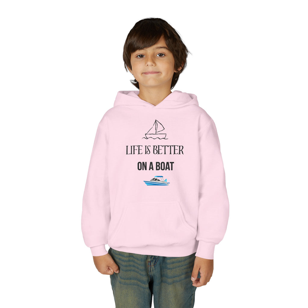 Youth Hoodie — “Life Is Better On A Boat” Nautical Boat Graphic