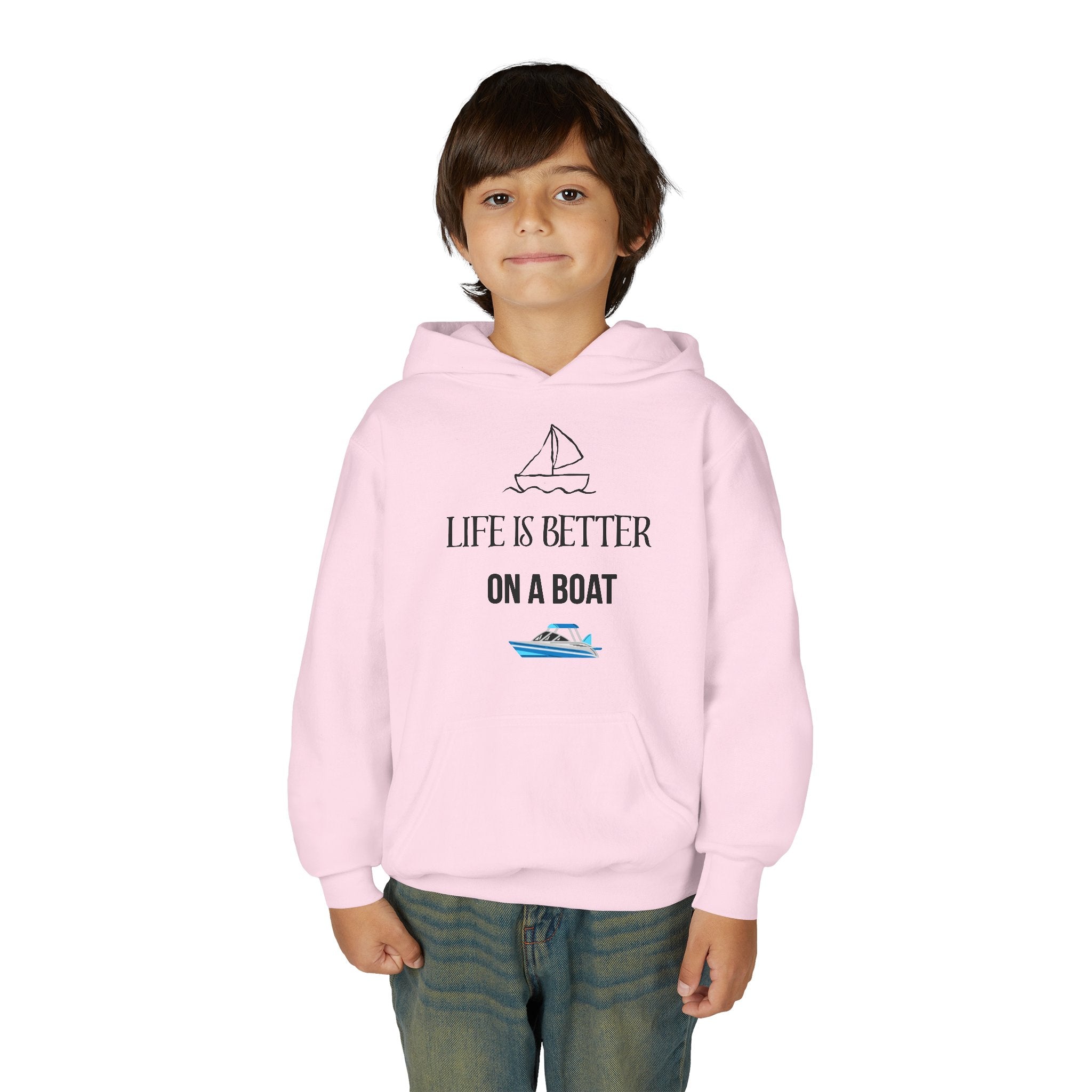 Youth Hoodie — “Life Is Better On A Boat” Nautical Boat Graphic
