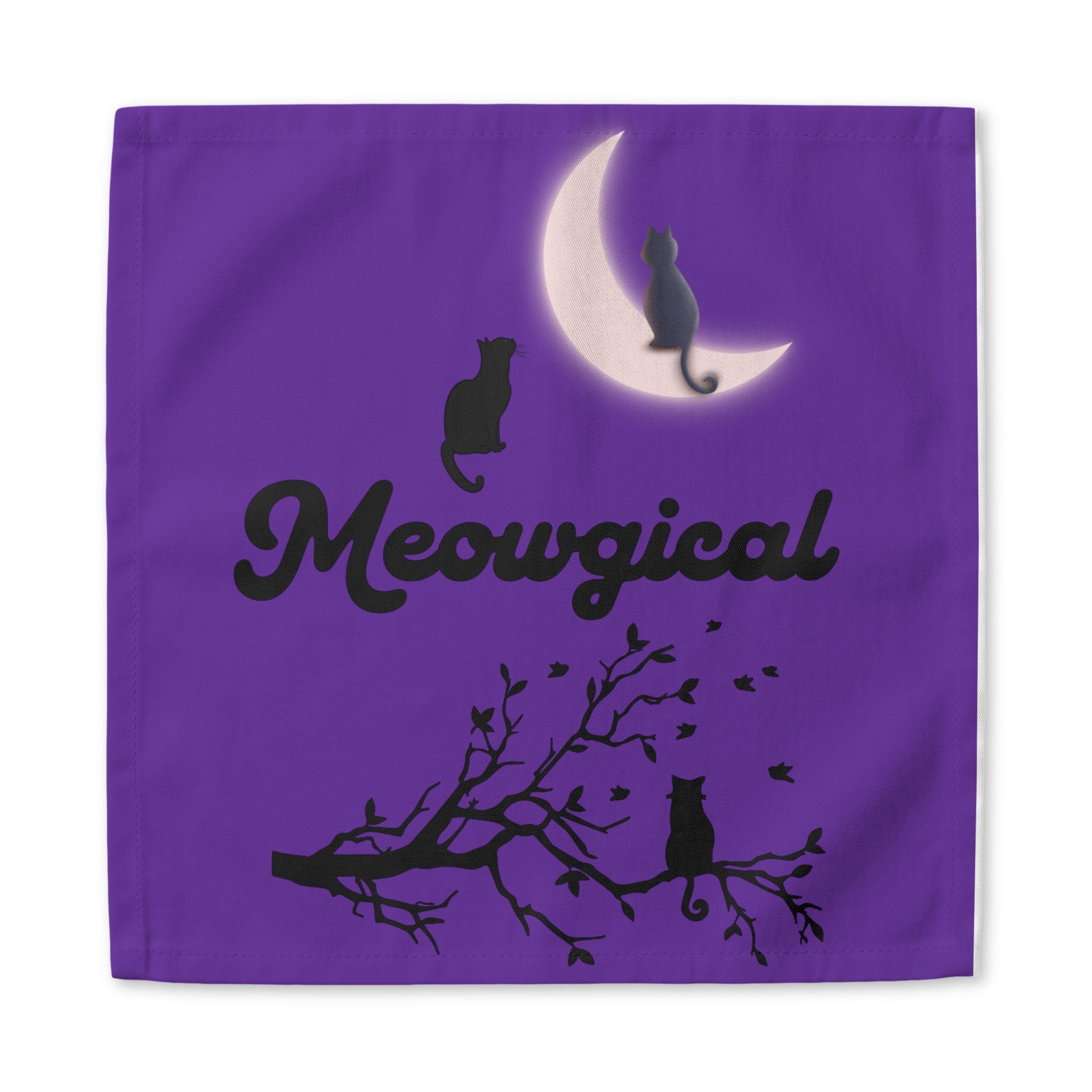 Meowgical Cat Napkin — Halloween Cat Moon Cotton Napkin