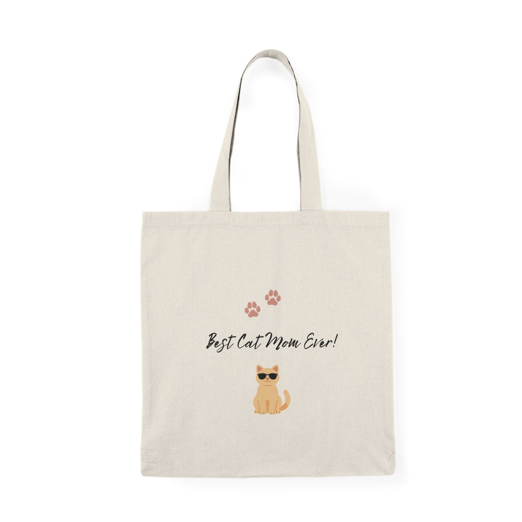 Best Cat Mom Ever! Natural Tote Bag – Cute Cat Paw Print Shopper