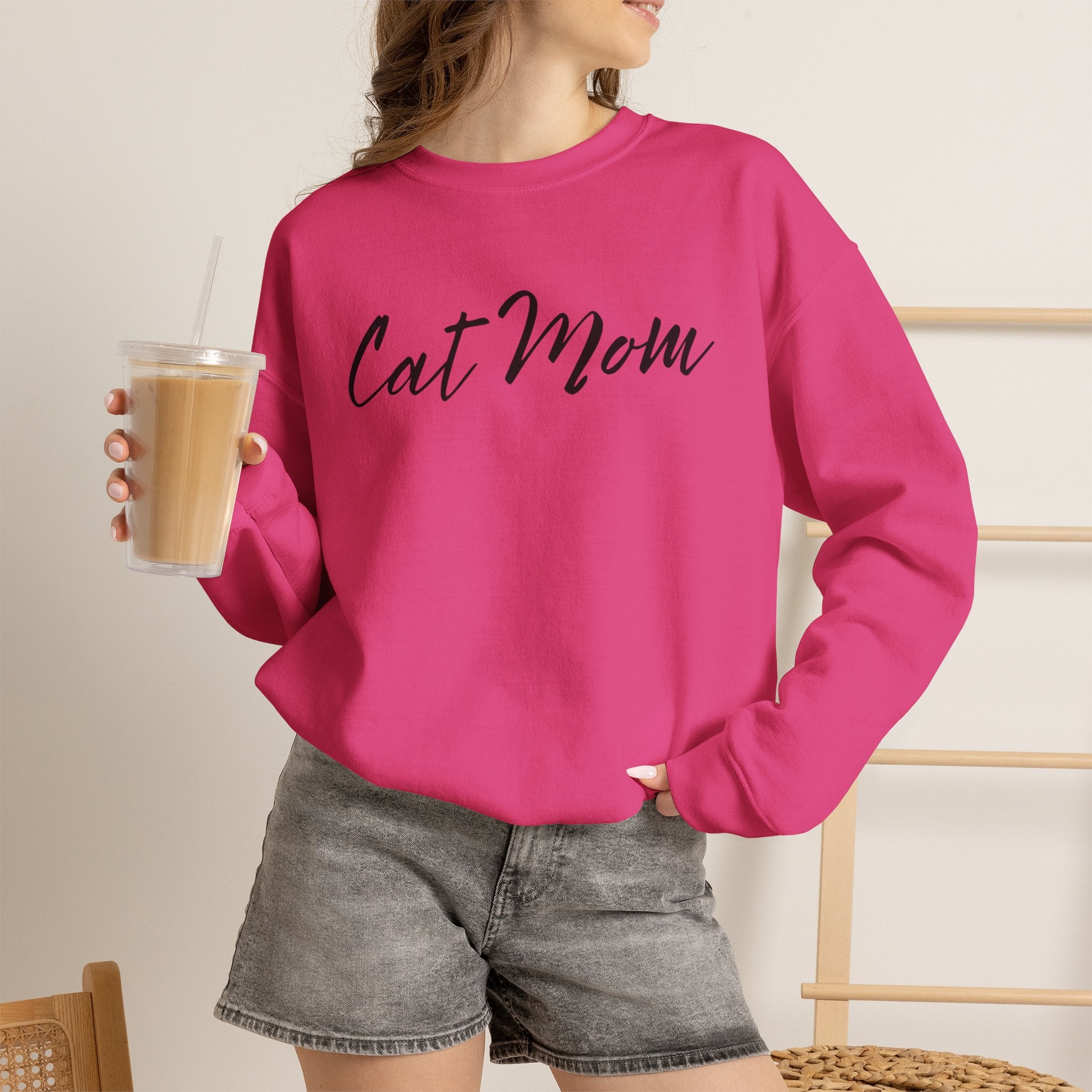 Cat Mom Crewneck Sweatshirt — Cozy Cat Lover Pullover