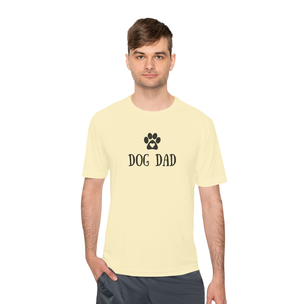 Dog Dad Moisture-Wicking Tee — Paw Print Graphic Shirt for Dog Lovers