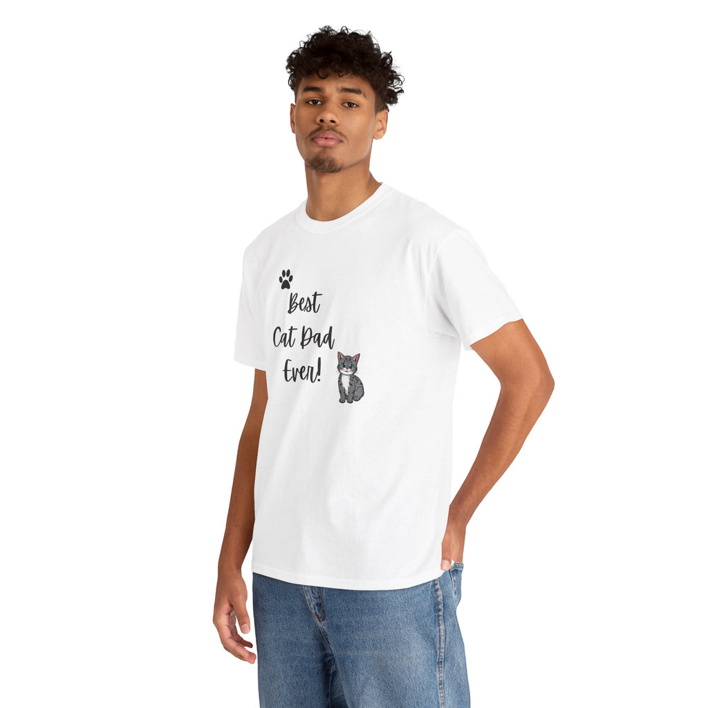 Cat Dad T-Shirt — “Best Cat Dad Ever!” Tee with Paw & Cat Graphic