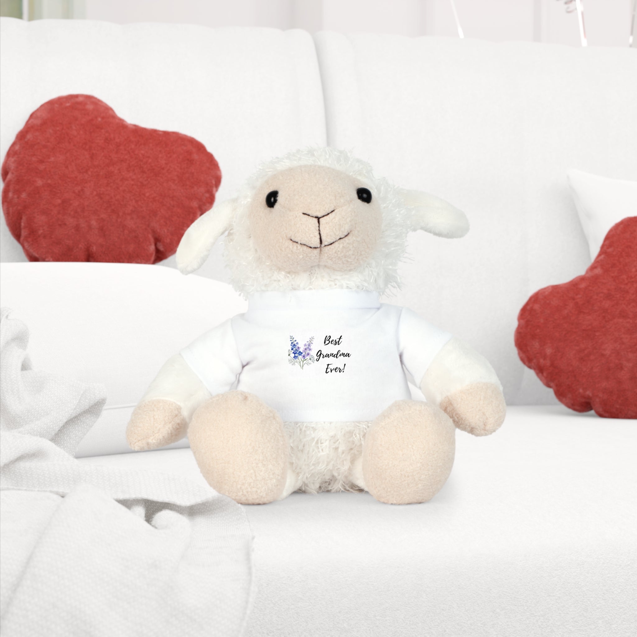 Teddy Bear Plush Toy — White T‑Shirt 'Best Grandma Ever' Floral Gift