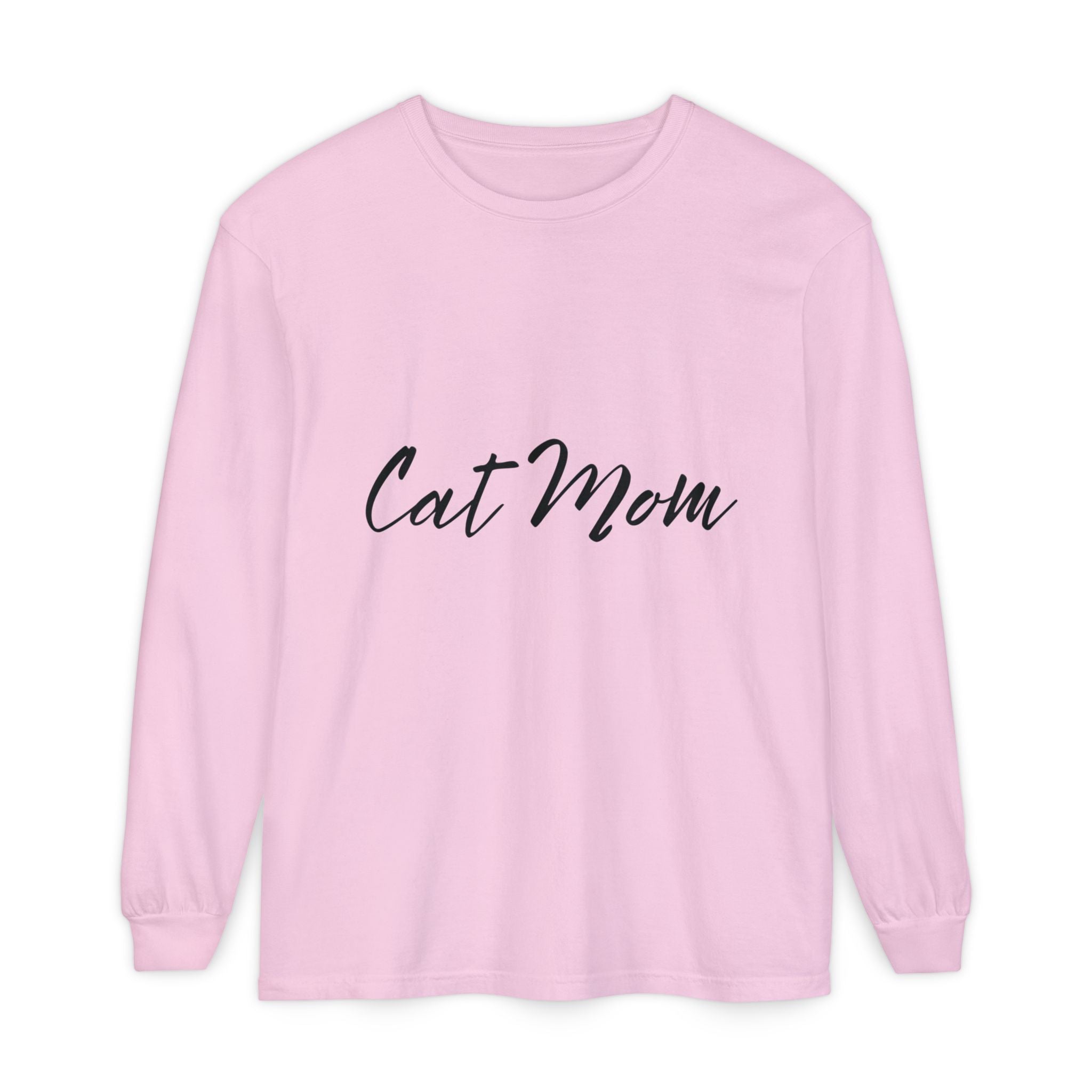 Cat Mom Long Sleeve Tee — Stylish Script Pet Lover Shirt