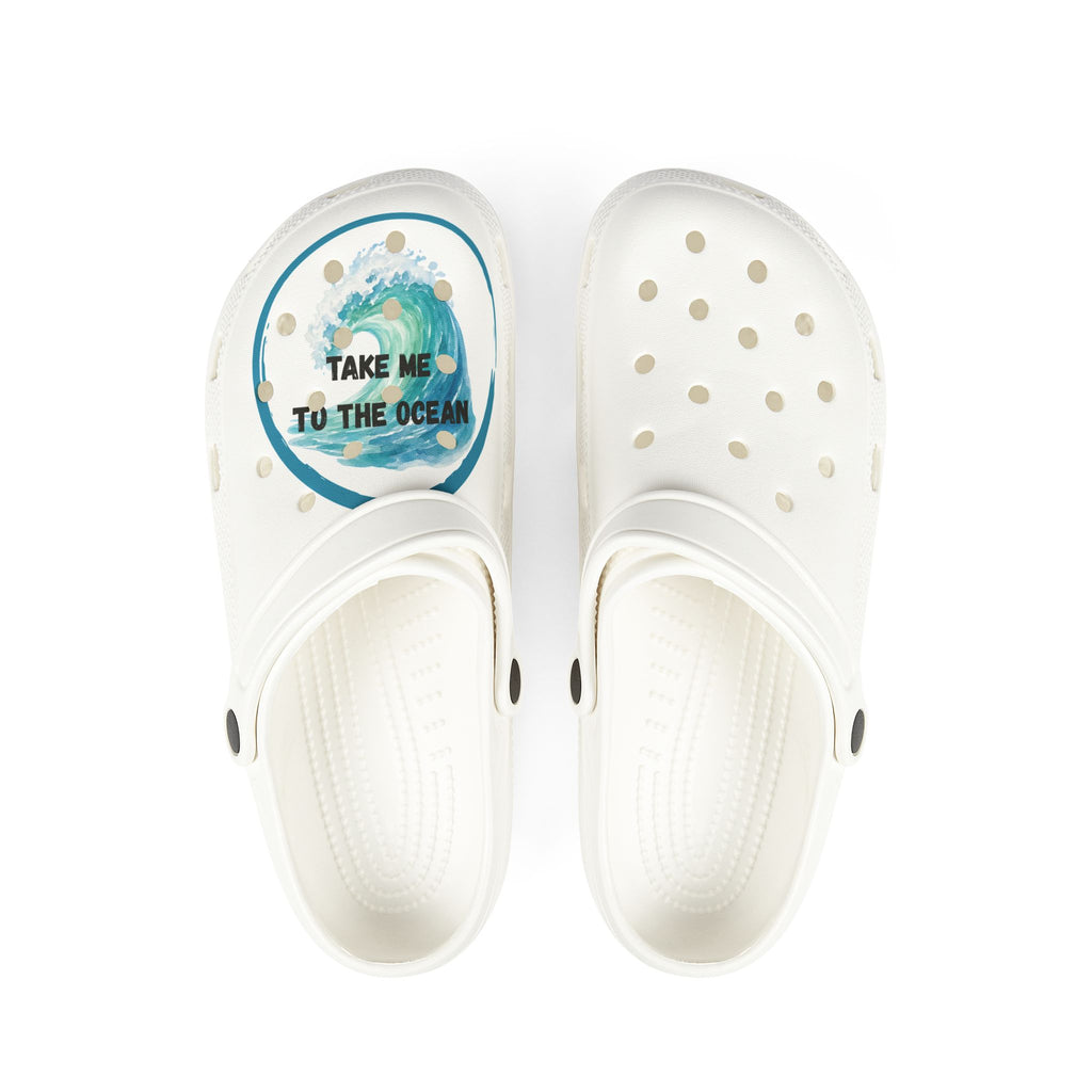 Take Me to the Ocean EVA Clogs — Watercolor Wave Slip-On Shoes