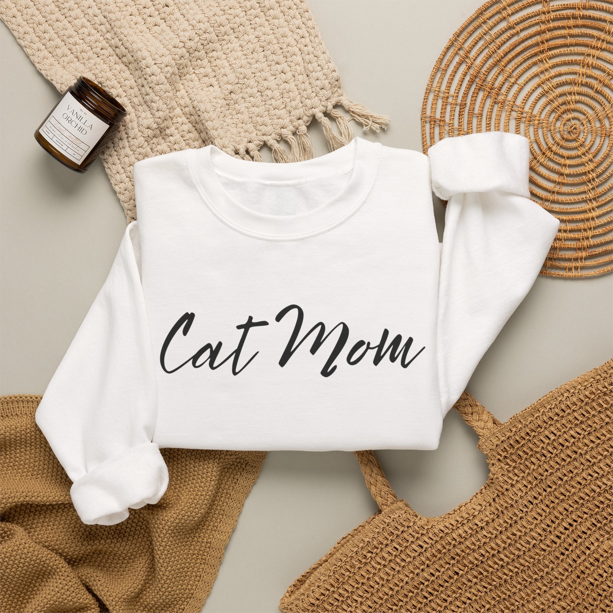 Cat Mom Crewneck Sweatshirt — Cozy Cat Lover Pullover