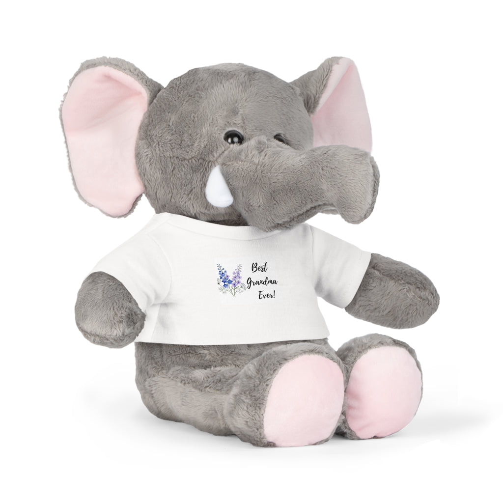 Teddy Bear Plush Toy — White T‑Shirt 'Best Grandma Ever' Floral Gift