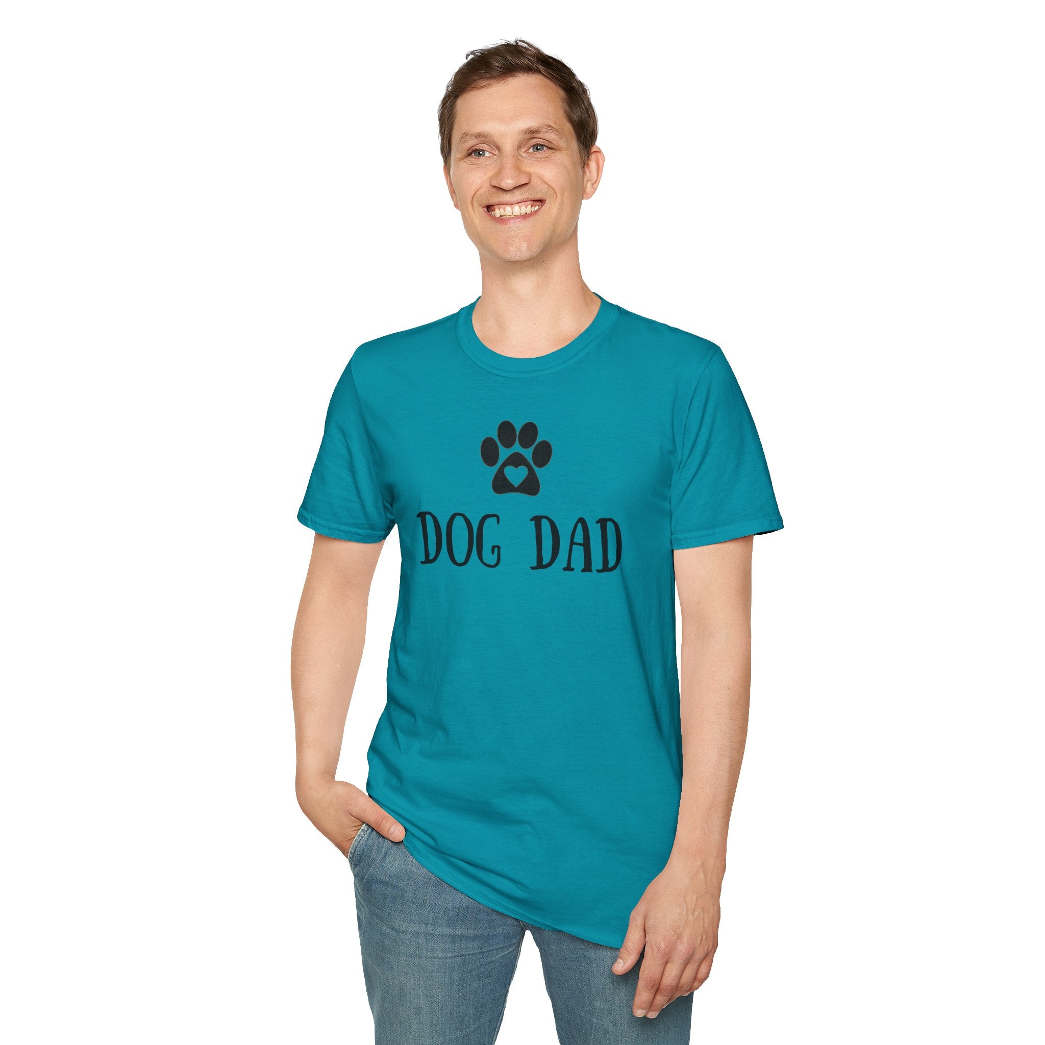Dog Dad T-Shirt — Paw Print with Heart Graphic