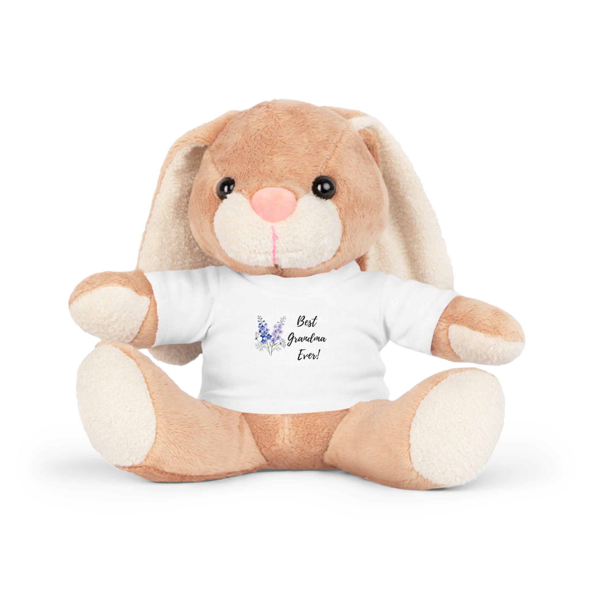 Teddy Bear Plush Toy — White T‑Shirt 'Best Grandma Ever' Floral Gift