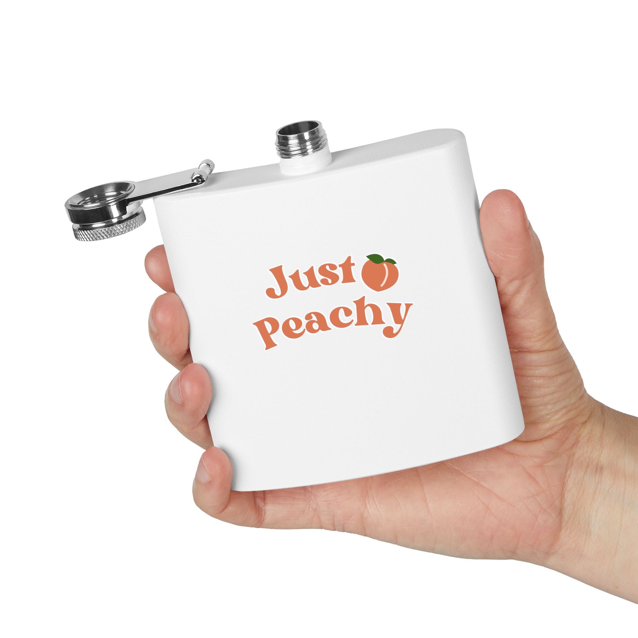 Flask — "Just Peachy" Stainless Steel 6oz Hip Flask