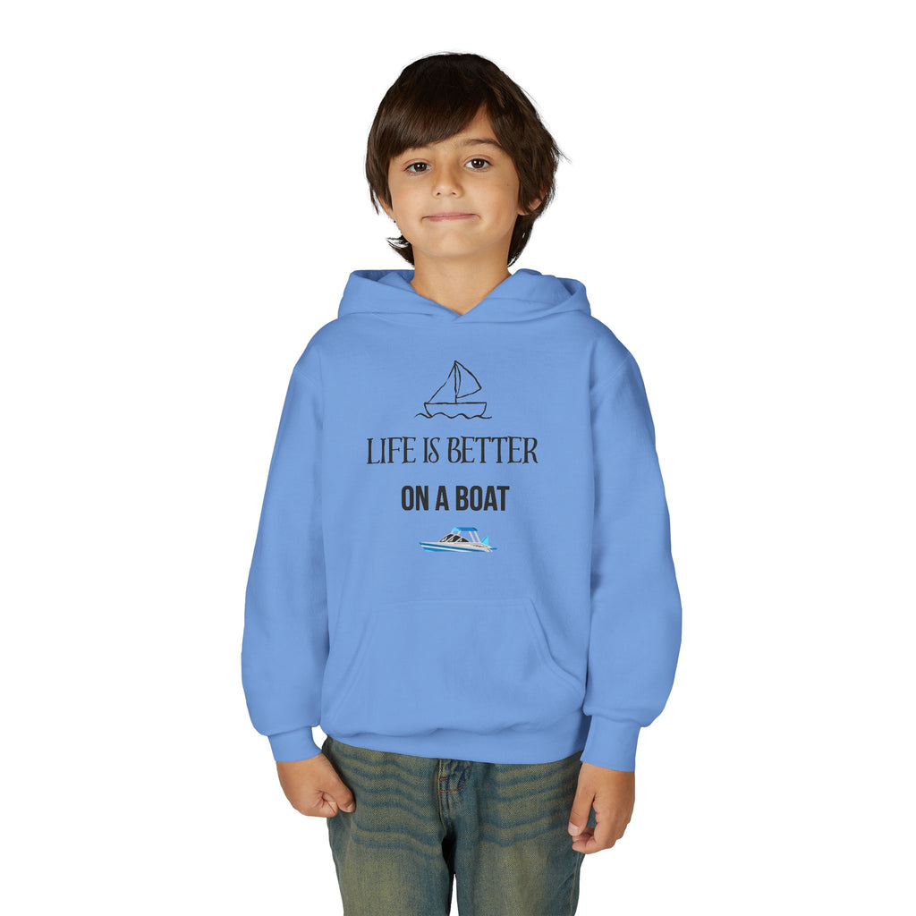 Youth Hoodie — “Life Is Better On A Boat” Nautical Boat Graphic