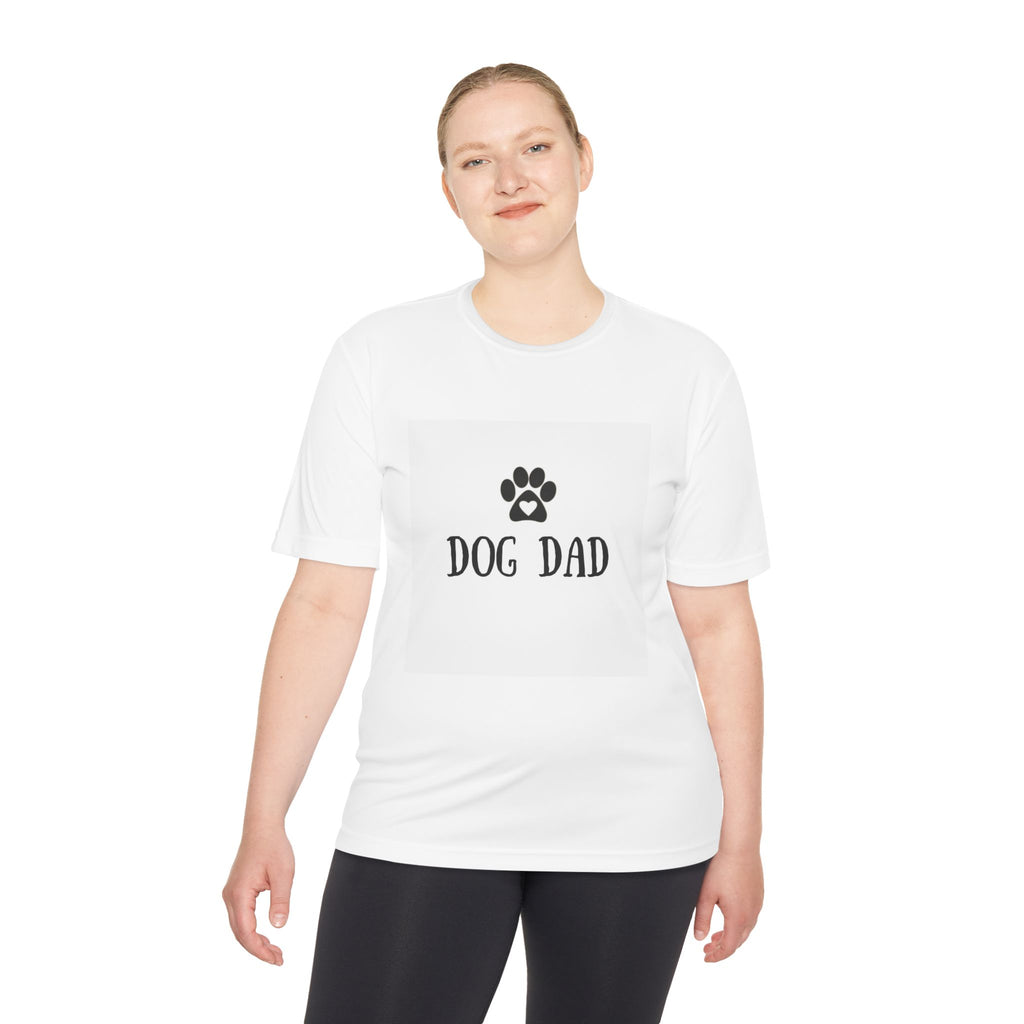 Dog Dad Moisture-Wicking Tee — Paw Print Graphic Shirt for Dog Lovers