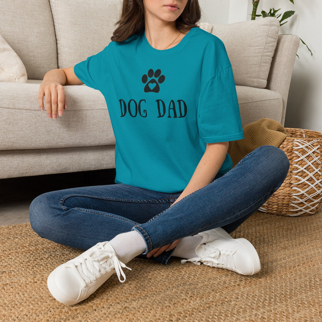 Dog Dad T-Shirt — Paw Print with Heart Graphic