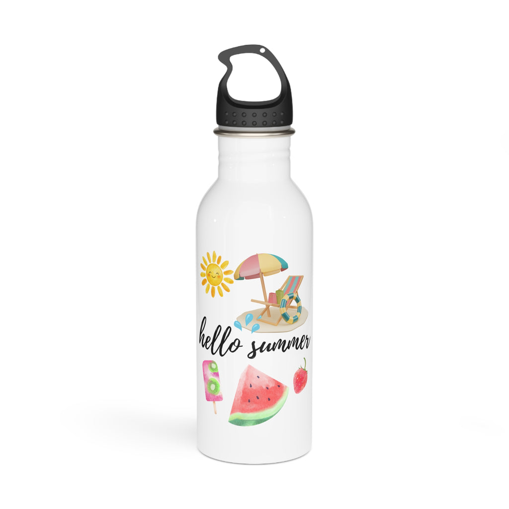 Hello Summer Stainless Steel Water Bottle – Beach, Watermelon & Popsicle Design