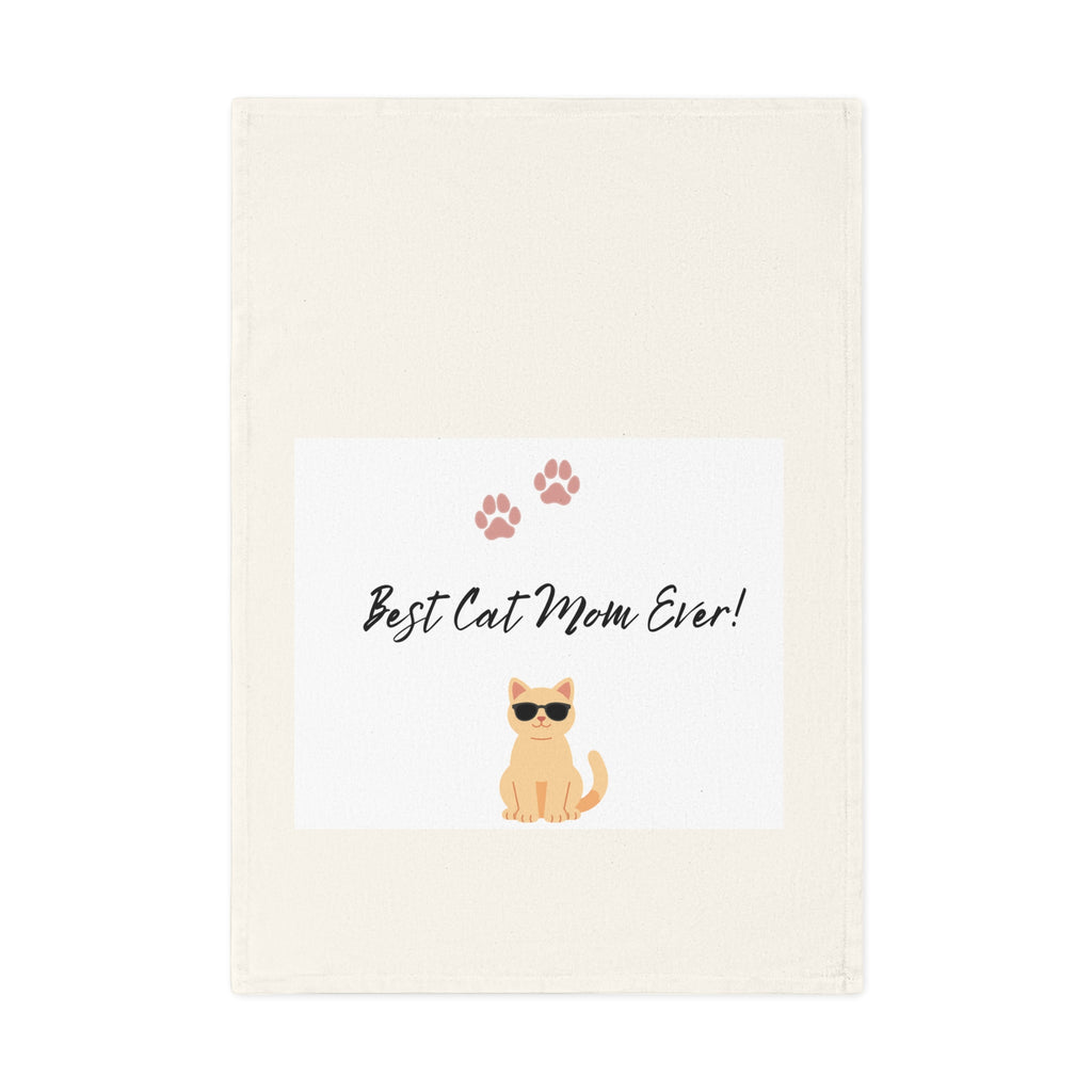 Best Cat Mom Ever! Cotton Tea Towel – Cute Cat Paw Kitchen Towel, Gift for Cat Lovers