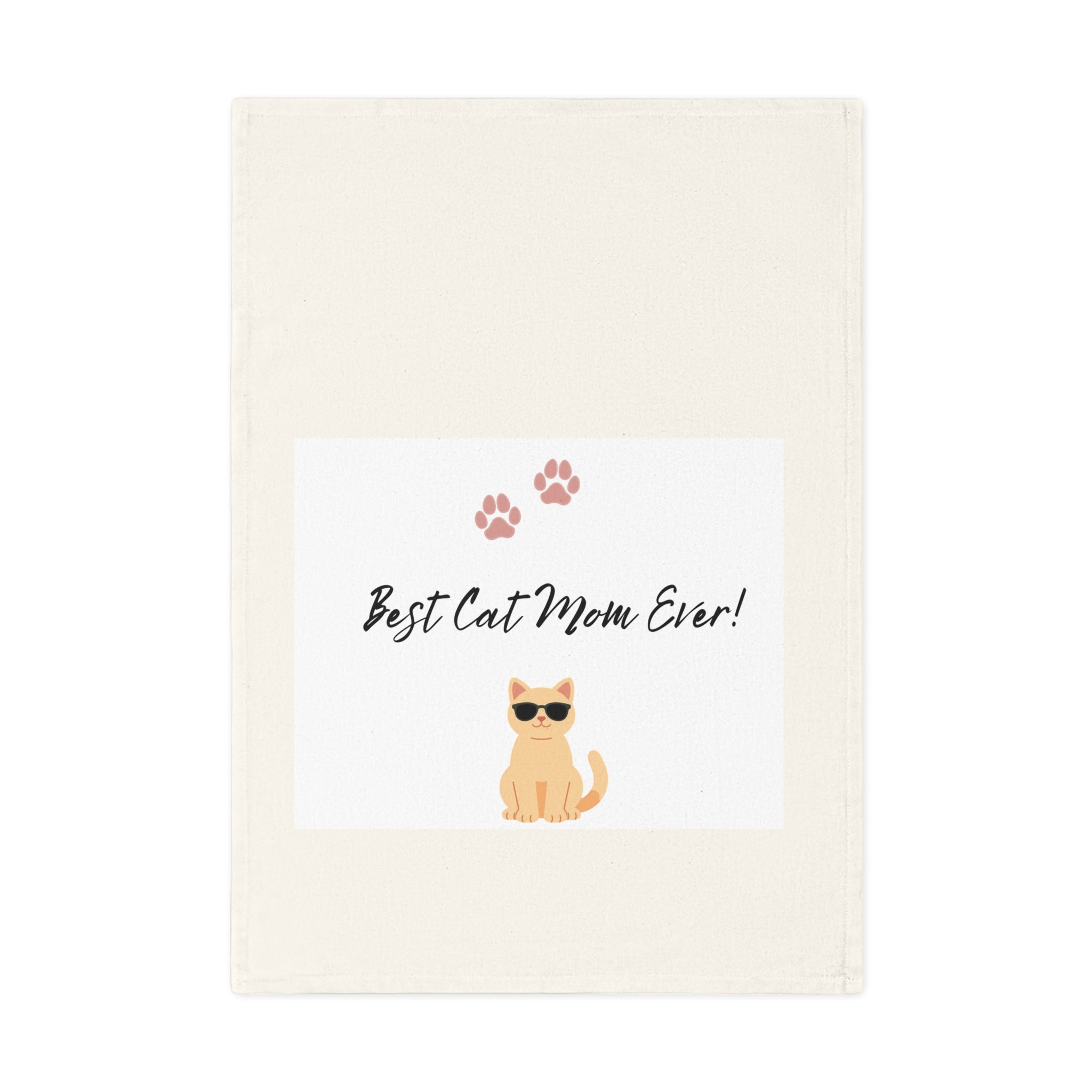 Best Cat Mom Ever! Cotton Tea Towel – Cute Cat Paw Kitchen Towel, Gift for Cat Lovers