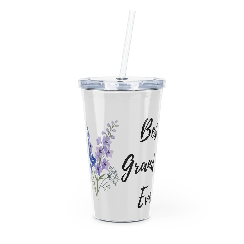 Lavender Bouquet Tumbler with Straw — 'Best Grandma Ever' Floral Travel Cup