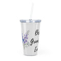 Lavender Bouquet Tumbler with Straw — 'Best Grandma Ever' Floral Travel Cup