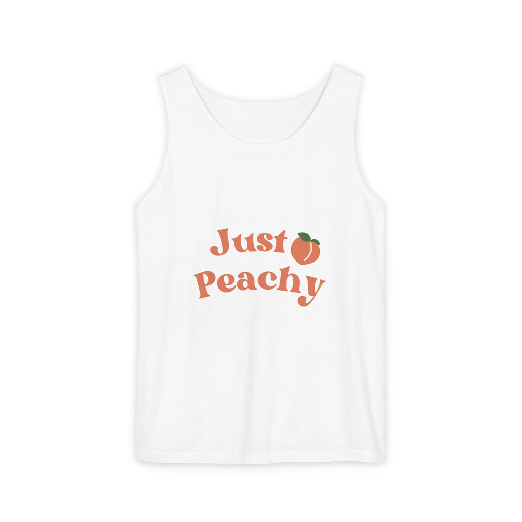 Just Peachy Tank Top — Cute Peach Graphic Summer Shirt