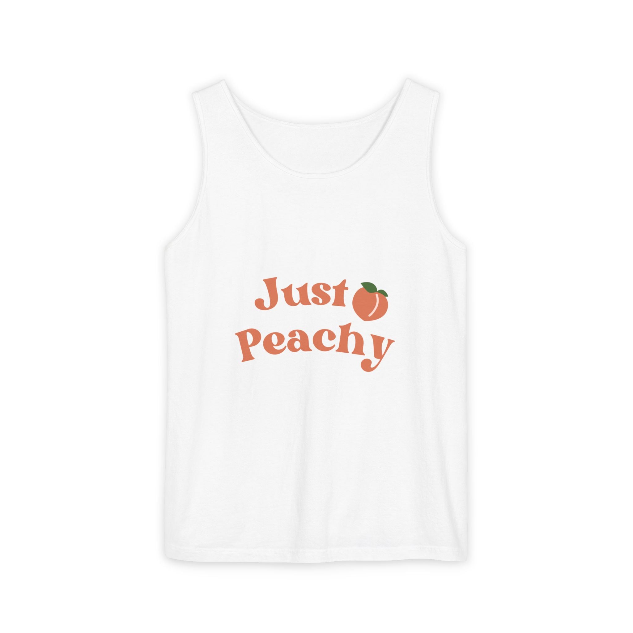 Just Peachy Tank Top — Cute Peach Graphic Summer Shirt