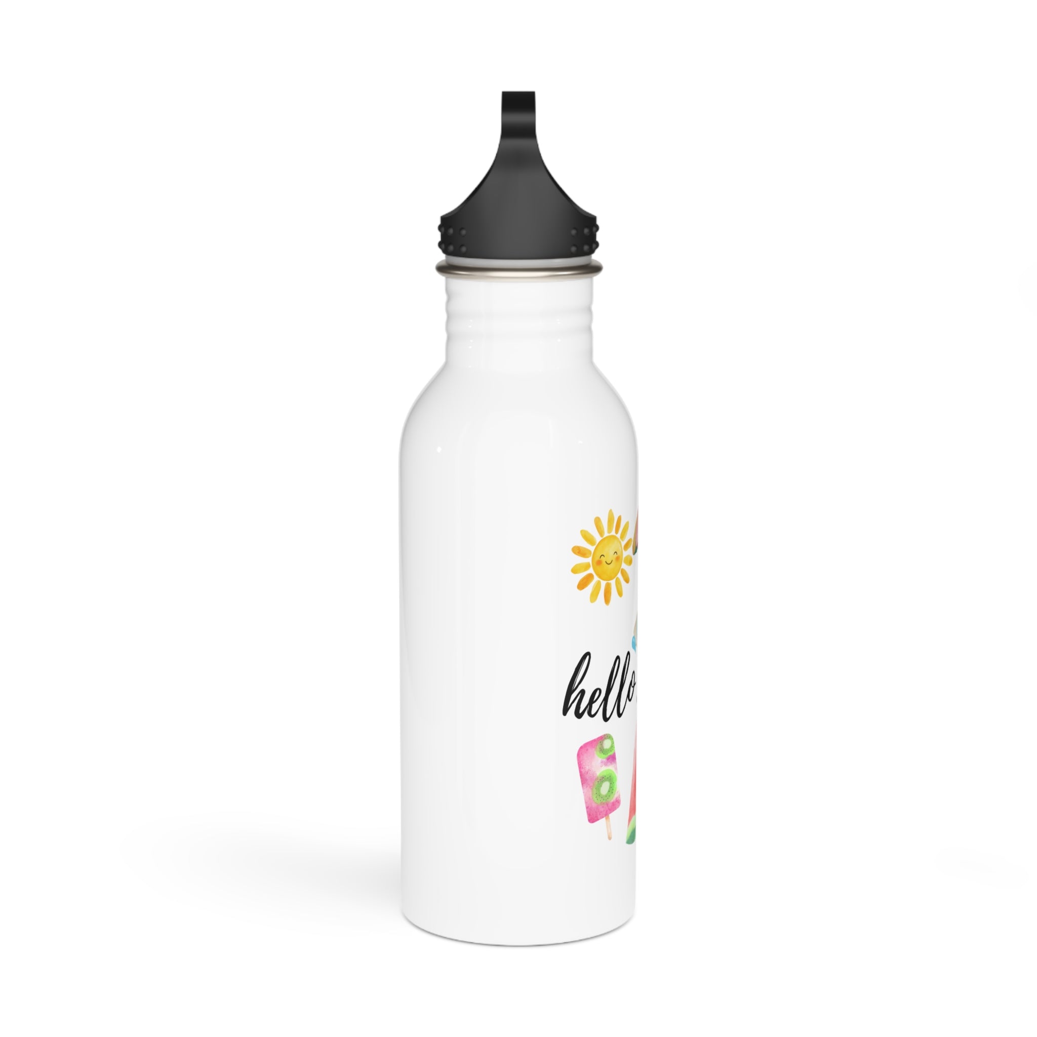 Hello Summer Stainless Steel Water Bottle – Beach, Watermelon & Popsicle Design