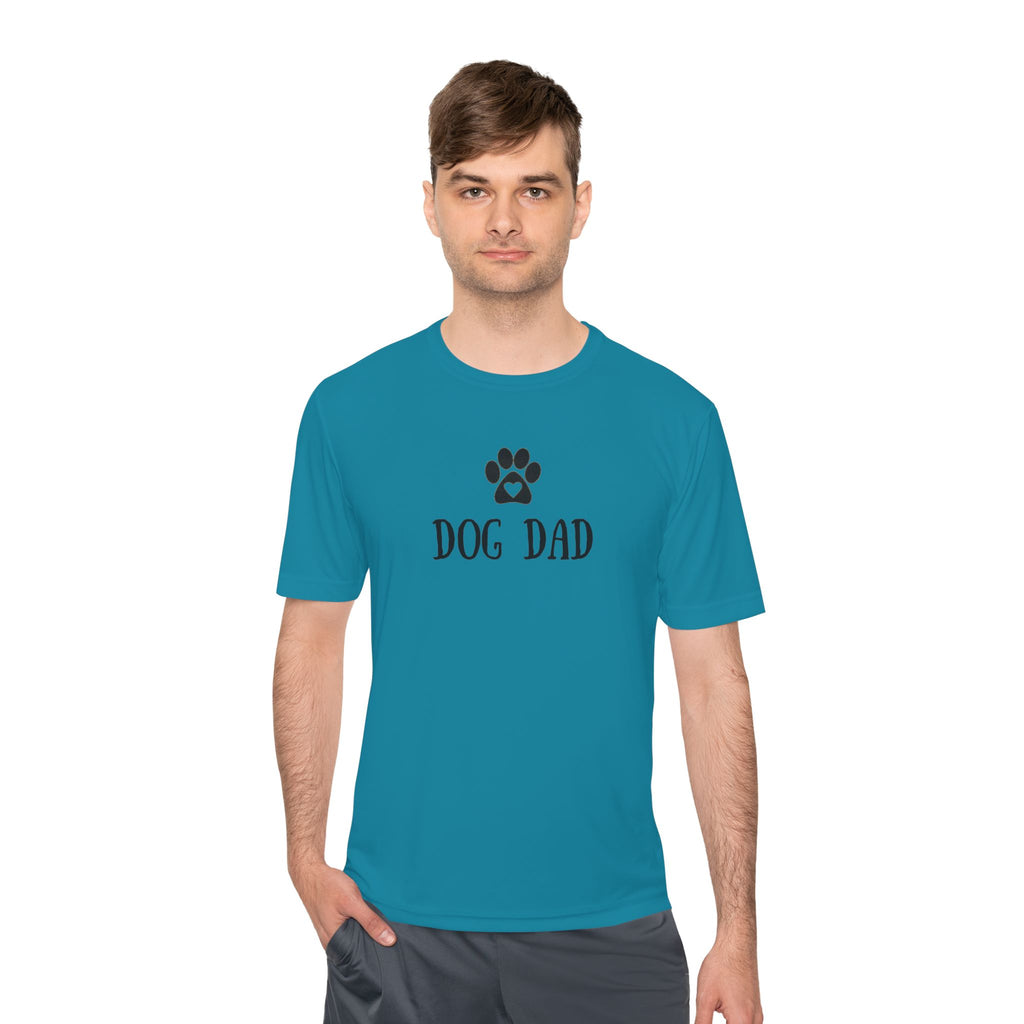 Dog Dad Moisture-Wicking Tee — Paw Print Graphic Shirt for Dog Lovers
