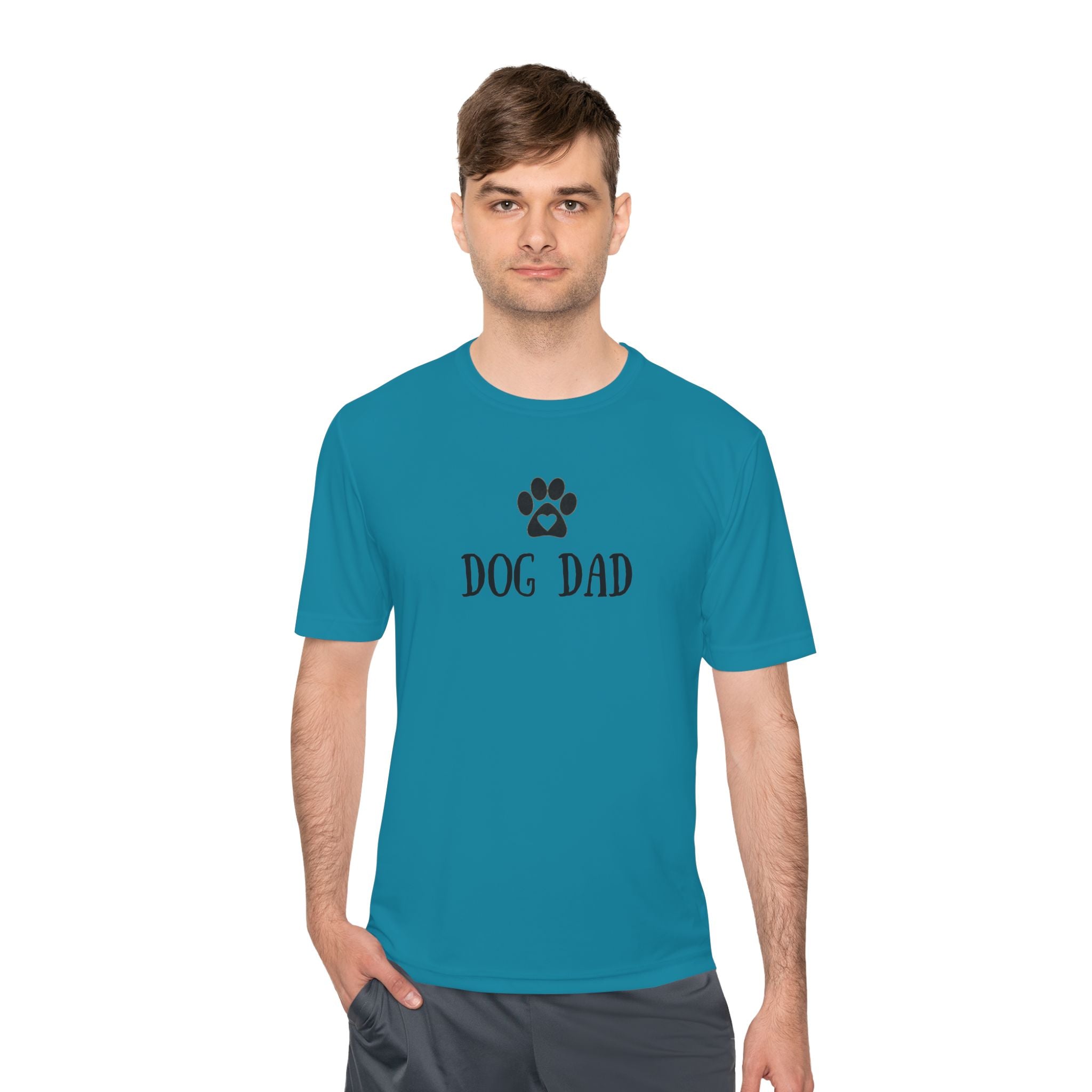 Dog Dad Moisture-Wicking Tee — Paw Print Graphic Shirt for Dog Lovers