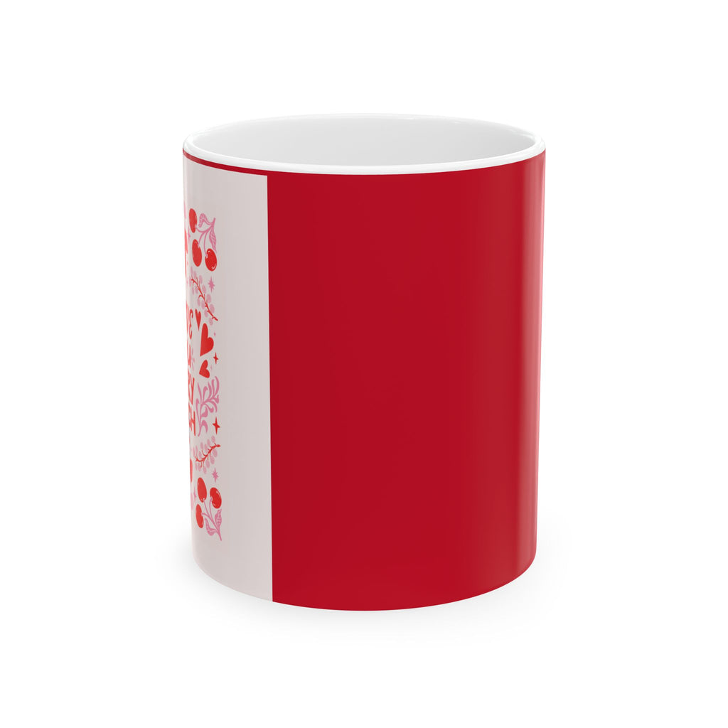 Valentine Floral Ceramic Mug (11oz & 15oz) — Pink Hearts & Roses Coffee Cup