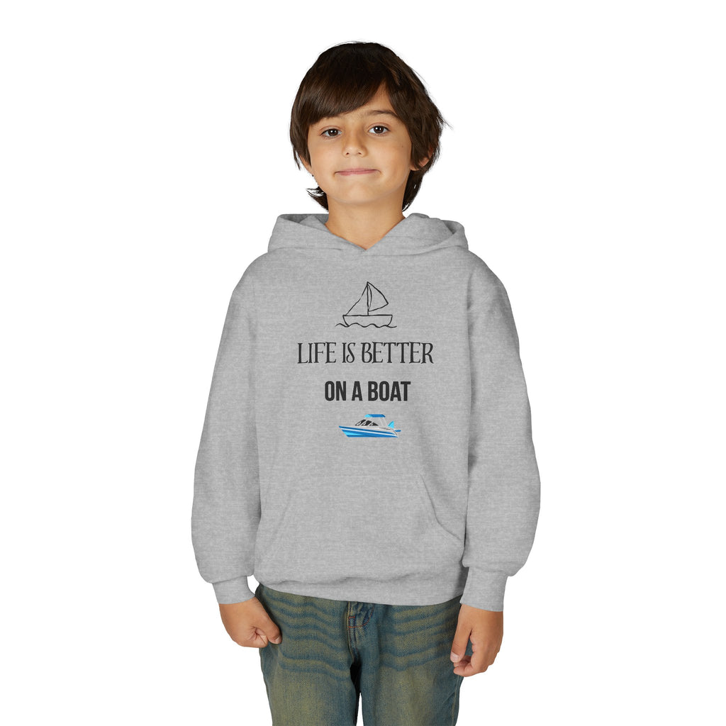 Youth Hoodie — “Life Is Better On A Boat” Nautical Boat Graphic