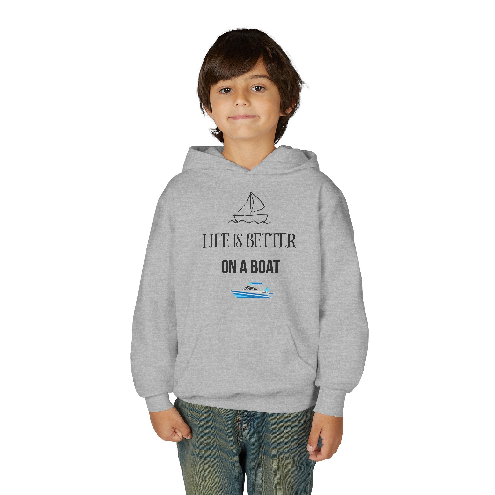 Youth Hoodie — “Life Is Better On A Boat” Nautical Boat Graphic