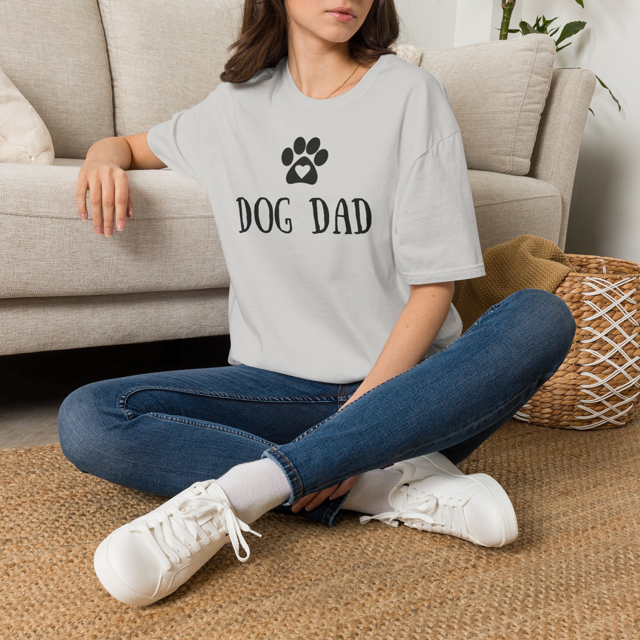 Dog Dad T-Shirt — Paw Print with Heart Graphic