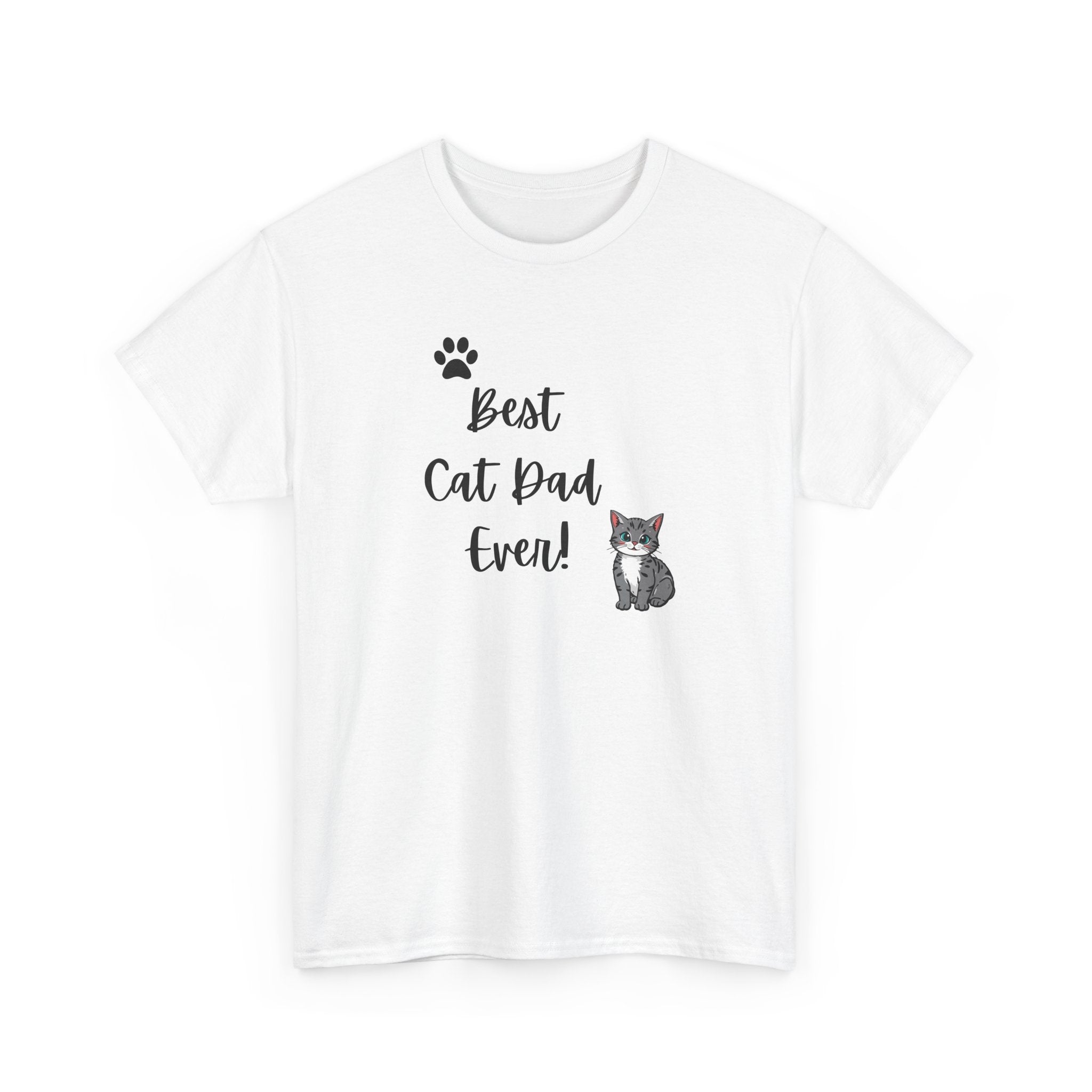 Cat Dad T-Shirt — “Best Cat Dad Ever!” Tee with Paw & Cat Graphic
