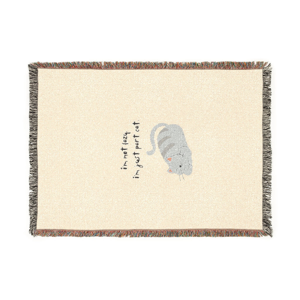 Cat Nap Woven Blanket — Cozy Decorative Throw with Sleeping Cat Design
