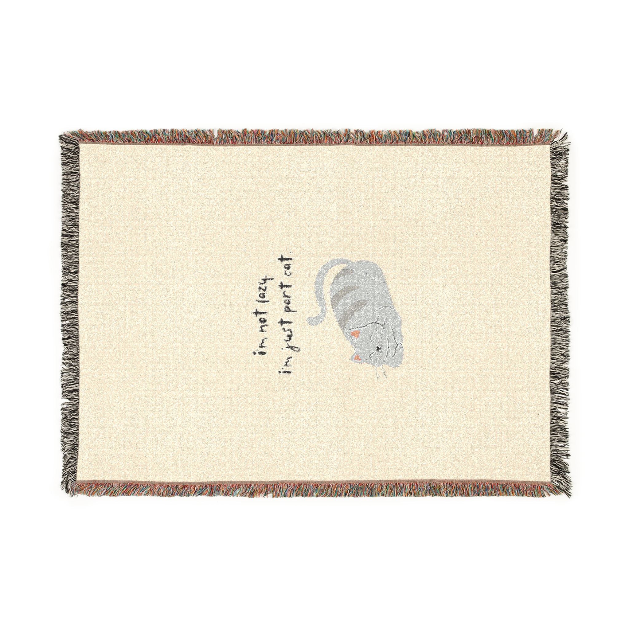 Cat Nap Woven Blanket — Cozy Decorative Throw with Sleeping Cat Design